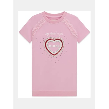 Guess Спортна рокля в розово за мини момиче с къс ръкав и сърце с детайли Guess