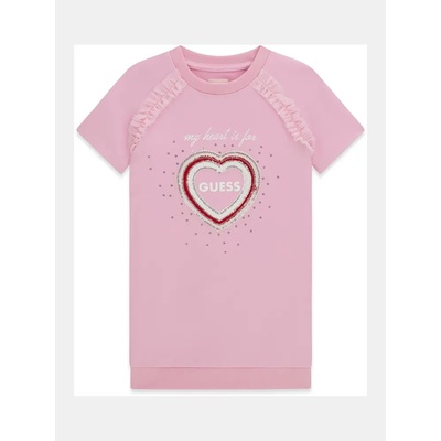 Guess Спортна рокля в розово за мини момиче с къс ръкав и сърце с детайли Guess