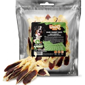 Uniq Pets Dog Snacks Meaty Duck Rabbit Ears лакомство за кучета с патешко и заешки уши, 500 g