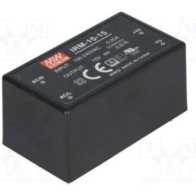 MEAN WELL IRM-10-15 Měnič: AC/DC; 10,05W; Uvst: 85÷264VAC,120÷370VDC; Uvýst: 15VDC