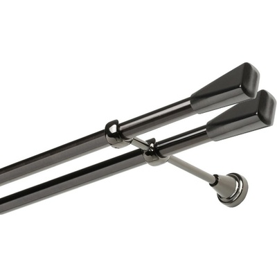 OK-GarnýžeCZ - Garnýž kovová dvouřadá 19mm Trapez double onyx 250 cm do stěny / na tunýlek - bez kroužků