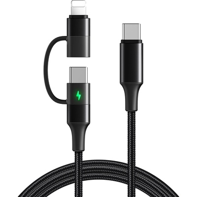 Xmart Кабел Xmart - 12409, USB-C/USB-C/Lightning, 1.2 m, черен (12409)