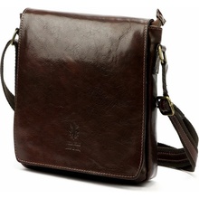 Kvalitní kožená hladká Crossbody taška Florence no. 69 tmavěhnědá