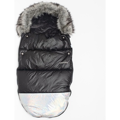 New Baby Luxusný s kožúškom Shine čierno strieborný
