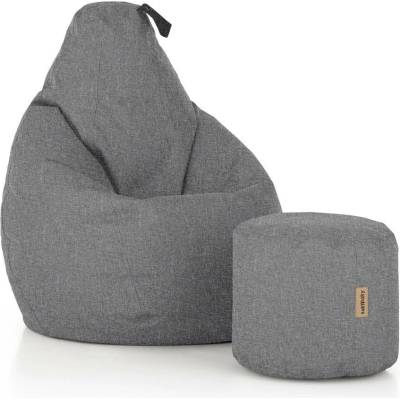 SakyPaky sedací set Hruška s taburetem světle šedá melír