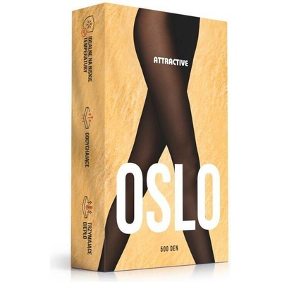 ATTRACTIVE PUNČOCHOVÉ KALHOTY OSLO 500 DEN S KOŽEŠINOU černá