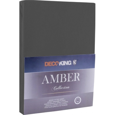 DecoKing Bavlněné jersey prostěradlo Amber grafitově šedé 160-180x200