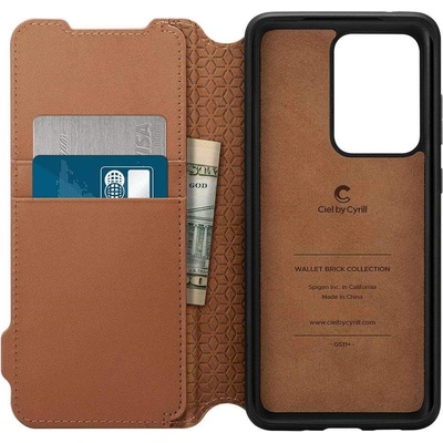 Spigen Ciel Wallet Leather Case - дизайнерски кожен калъф за Samsung Galaxy S20 Ultra (кафяв)