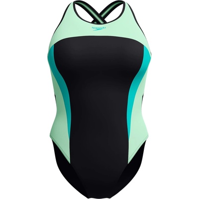 Speedo Дамски бански костюм Speedo Women's High Neck Splice Crossback Swimsuit - Turquoise Gem - размер 34 (EU) (150-5715-0211)