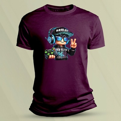 Sandratex dětské tričko s potiskem Gamer Roblox Vínová