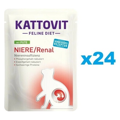 Kattovit Feline Diet Niere/Renal s morčacím 24 x 85 g