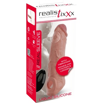 Realistixxx - радиочестотен вибриращ пенис ръкав - натурален (20см)