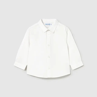 MAYORAL Риза дълъг ръкав едноцветна бяла за бебе момче Mayoral