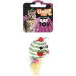 Uniq Pets Mousehunt Round Mouse - играчка мишка за котка от сизал с перо, 7 см