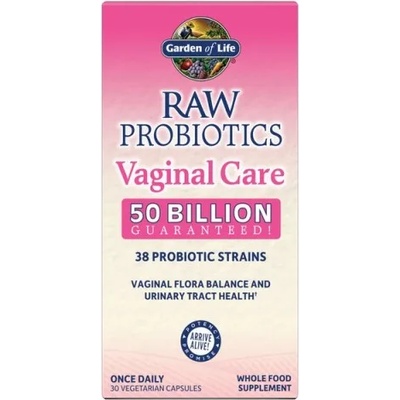 Garden of Life Сурови пробиотици вагинална грижа (пробиотици за жени, вагинална грижа), 50 милиарда cfu, 38 щама, 30 растителни капсули