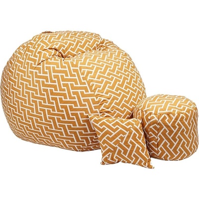 PUFRELAX Комплект Барбарон с табуретка за крака и декоративна възглавница 700л. King Size, Zippity Orange, Перящ се калъф, Пълнеж с микс от мемори пяна и дунапрен, Гама Premium (PUF-M-KOP-PT-ZIO)