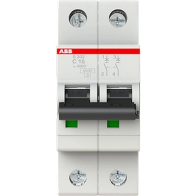 ABB Автоматичен прекъсвач ABB S202-C16 - 2 P, 16 A, 6 kA (2CDS252001R0164)
