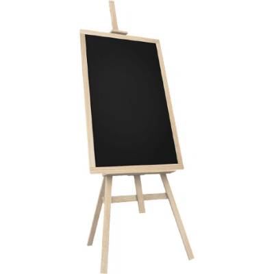 Allboards BUN75NAT Černá křídová tabule v přírodním rámu + dřevěný bukový stojan 70 x 50 cm