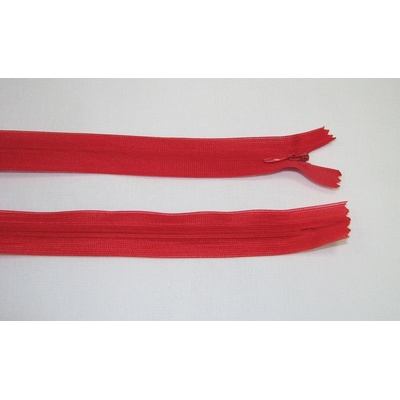 Zips krytý 3mm červený nedeliteľný 45cm dederon