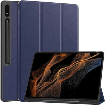 Vsechnonamobil 62815 LEATHER Zaklápěcí obal pro Samsung Galaxy Tab S9 Ultra / Tab S10 Ultra tmavomodrý