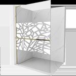 Mexen Kioto+ L стена за душ с рафт Walk-in 70 x 200 см, бял мотив, злато - 800-070-123-50-85 (800-070-123-50-85)