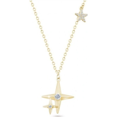Biju Pozlacený řetízek 14k zlatem s přívěskem hvězdiček se zirkony 3001573