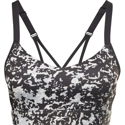 Reebok Women's Lux Speckle Modern Safari Strappy Medium Impact Sports Bra - Black