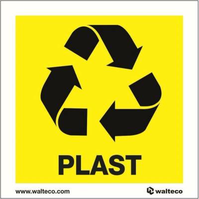 Symbol PLAST recyklácia, Samolepka, formát 92x92 mm, Samolepicí