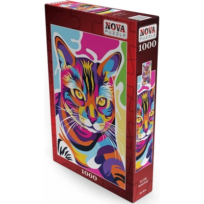Nova Puzzle Пъзел Nova puzzle от 1000 части - Многоцветна котка (NOVA41128)