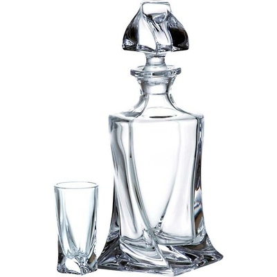 Bohemia Crystalite Shot set Quadro obsahuje 1 karafu s objemem 0,5 l a 6 sklenic s objemem 50 ml
