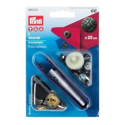 Knoflík stiskací ANORAK 20 mm DESIGN staromosaz (6ks) s aplikátorem - PRYM – Zboží Dáma