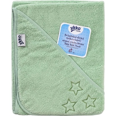 Kikko BIO bavlněná froté osuška s kapucí XKKO Organic 90x90 Mint Stars – Zbozi.Blesk.cz