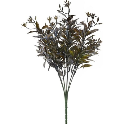 ZELEŇ DROB. LÍSTKY, KVIETKY ZELENO-MODRÝ METAL 37cm