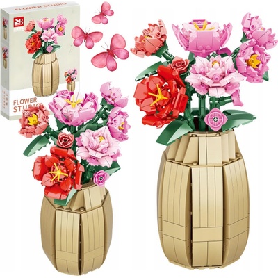 Lebula květiny ve váze červená, růžová 550 ks