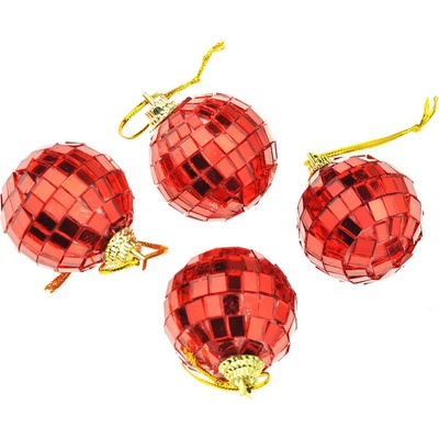 OEM Vánoční kouličky 4cm disco koule červené Set 4ks 8718158437136