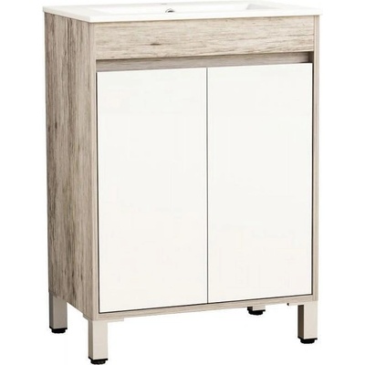 Inter Ceramic Долен шкаф за баня ICP 6081-045, Inter Ceramic, PVC, меламин + бял гланц , с умивалник, 60x38.5x81см (6081-045)