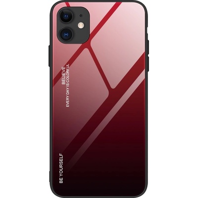 HQWear Калъф за телефон Gradient Glass Durable Cover за iPhone 12 Mini, черен/червен (9111201911239)