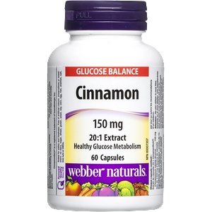 Webber Naturals Канела - За балансирани нива на кръвната захар, 150 mg х 60 капсули (3437 WN)