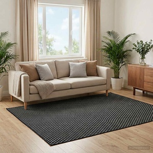 vidaXL Килим ORIZ Черен мрежест модел 160 x 160 cm 100% полиестер (42050339)