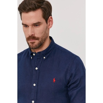 Ralph Lauren Риза Polo Ralph Lauren мъжка в тъмносиньо с кройка по тялото яка копче 710829443001 (710829443001)