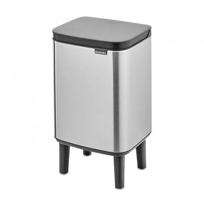 Brabantia Кош за боклук Brabantia Bo Small Hi 1006642, 4 л, Плавно и безшумно отваряне, Противоплъзгаща основа, Устойчив на пръстови отпечатъци, Инокс/Мат (1006642)