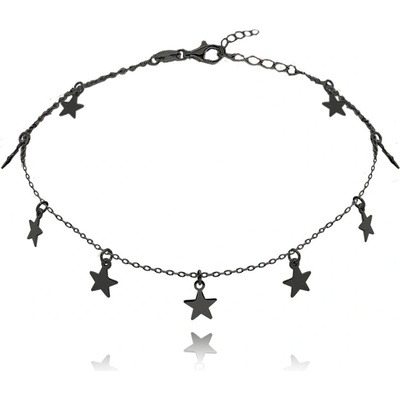 Klenoty Budín Černý stříbrný řetízek na kotník s hvězdičkami JMAN0184BB24 – Zbozi.Blesk.cz