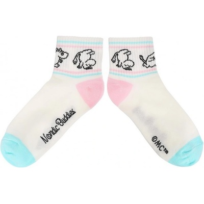 NordicBuddies Kotníkové ponožky Moomin Retro white pink blue