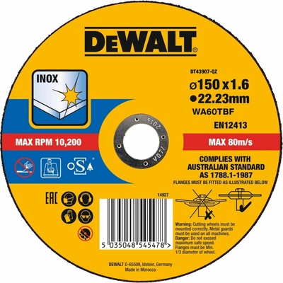 Dewalt DT43907 řezný kotouč 150x1,6x22,2 mm na nerez DT43907-QZ