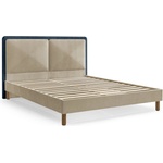 Bobochic Синьо /бежово тапицирано двойно легло 140x190 cm тапицирано с включена подматрачна рамка Mara - Bobochic Paris (8819)