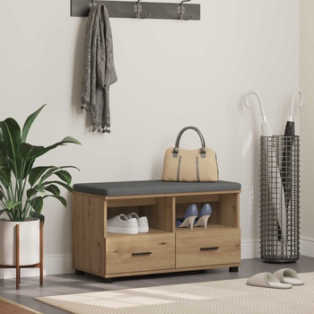 vidaXL Пейка за коридор Дъб 80 x 38 x 46 см ПДЧ и тапицерийна тъкан (891463)