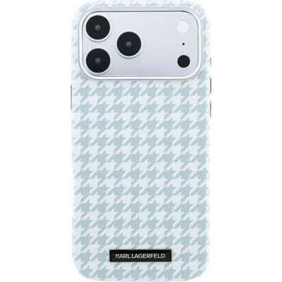 Karl Lagerfeld PU Houndstooth Resin Plate MagSafe Zadní iPhone 17 Max Blue