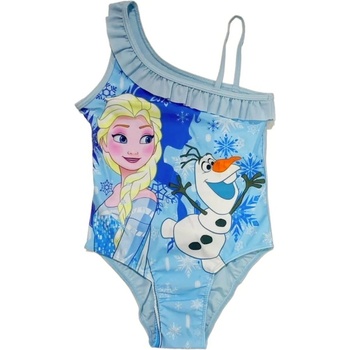 Difuzed Dievčenské jednodielne plavky Ľadové kráľovstvo - Frozen - motív Elsa s Olafom Tyrkysová
