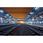 DIMEX ART Флизелинов фототапет железопътна гара през нощта 375 x 250 см
