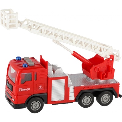 Teddies Auto hasiči plast 16cm na setrvačník na baterie se světlem se zvukem v krabici 21x13x9cm